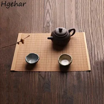 Японские винтажные бамбуковые коврики для стола, теплоизоляция, чайная подставка для посуды, скатерть, водонепроницаемые подушечки для посуды, домашний декор