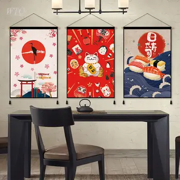 Японский Суши Ресторан В Стиле Lucky Cat Ретро Плакаты Холст Картина Декор Стен Плакаты Настенное Искусство Картина Декор Комнаты Home Deco